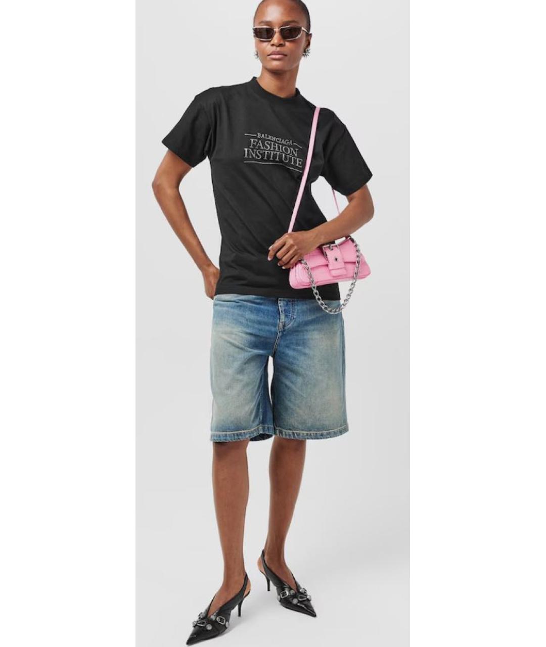 BALENCIAGA Черная хлопковая футболка, фото 5