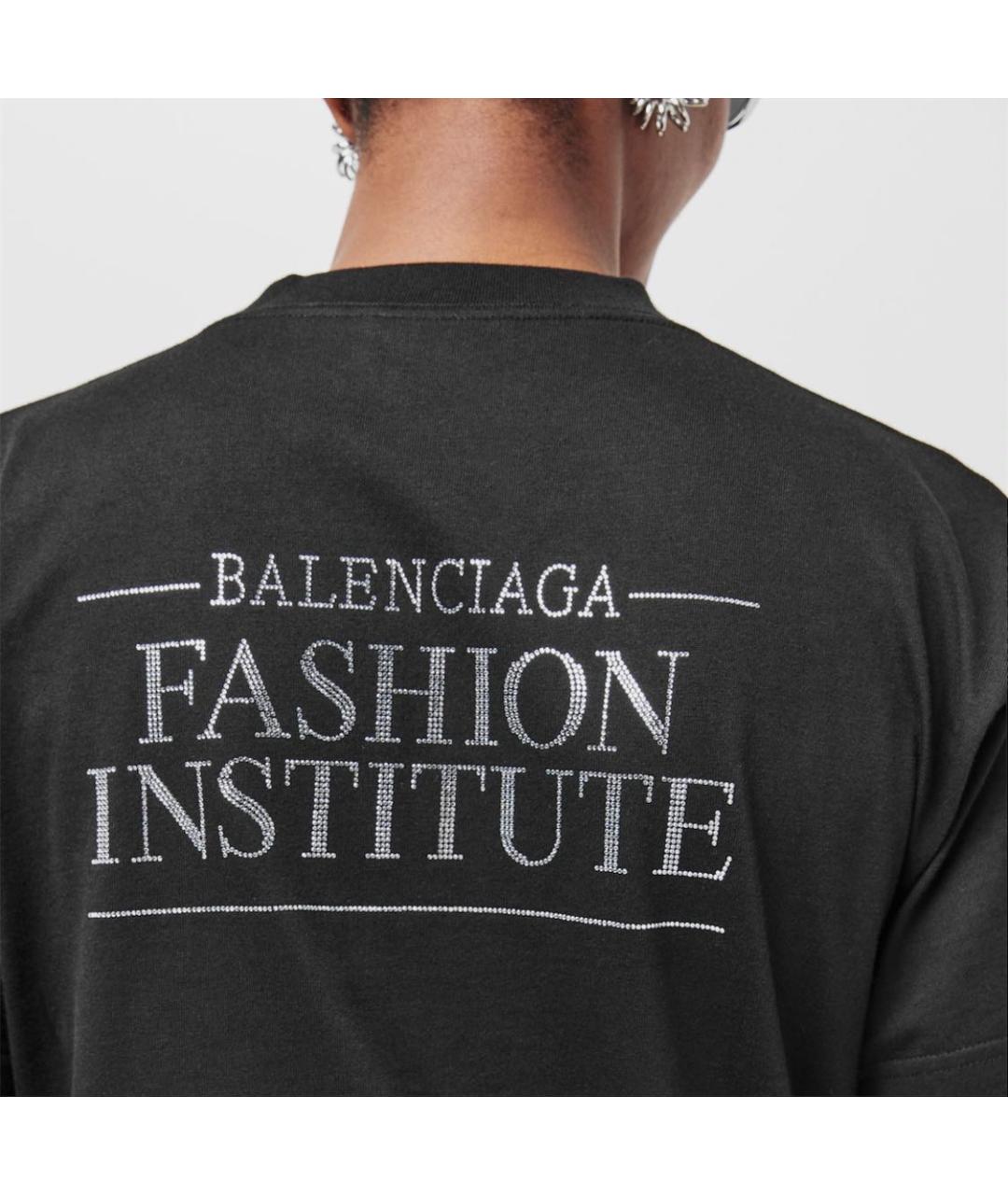 BALENCIAGA Черная хлопковая футболка, фото 4