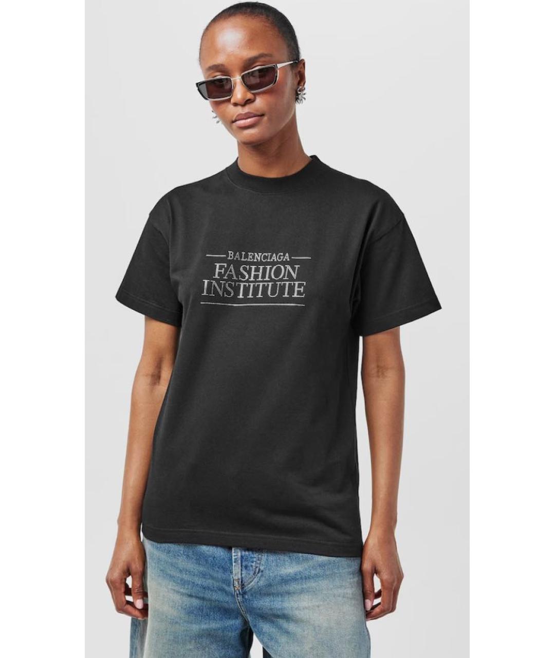 BALENCIAGA Черная хлопковая футболка, фото 6