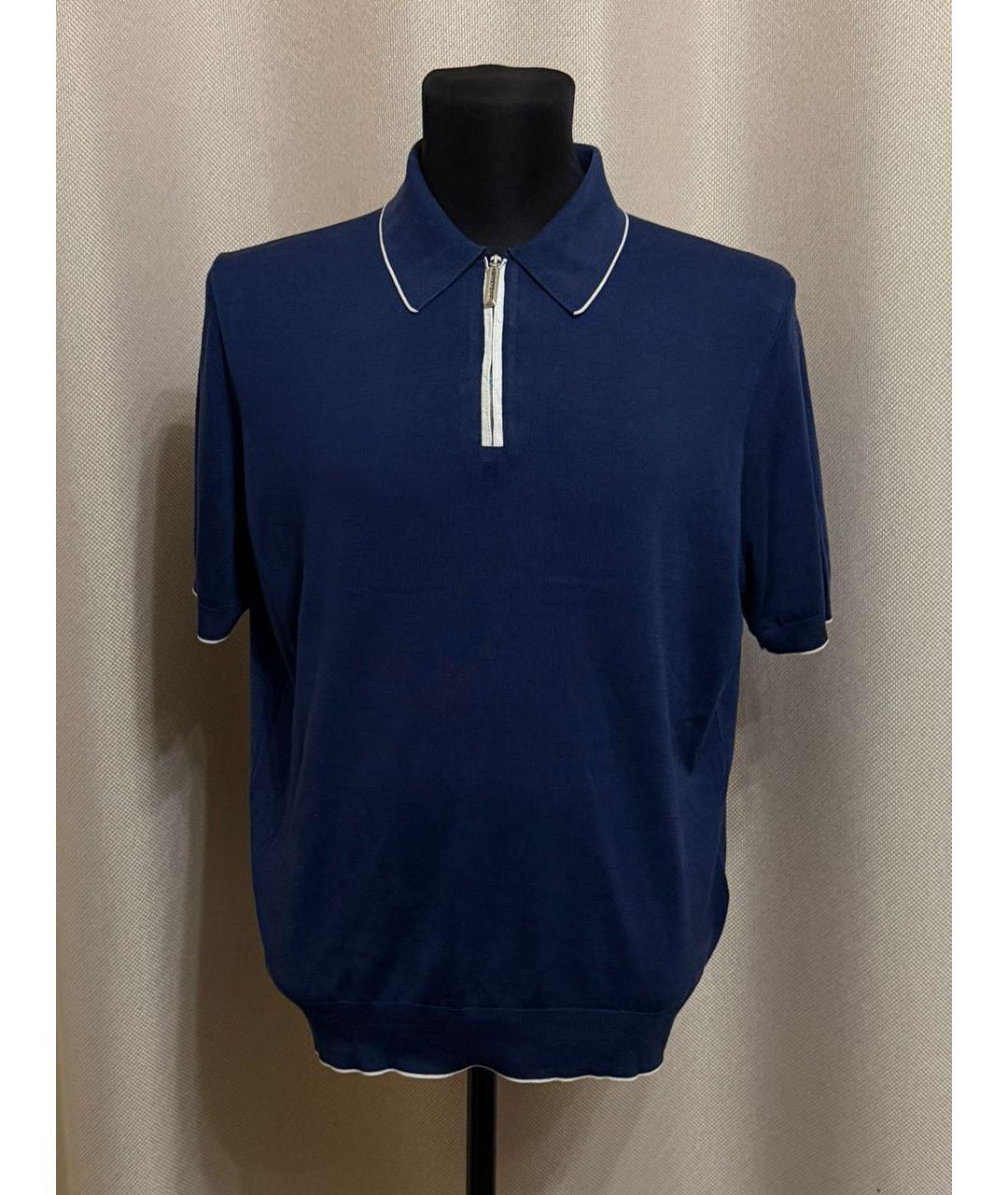 STEFANO RICCI Синее поло с коротким рукавом, фото 8