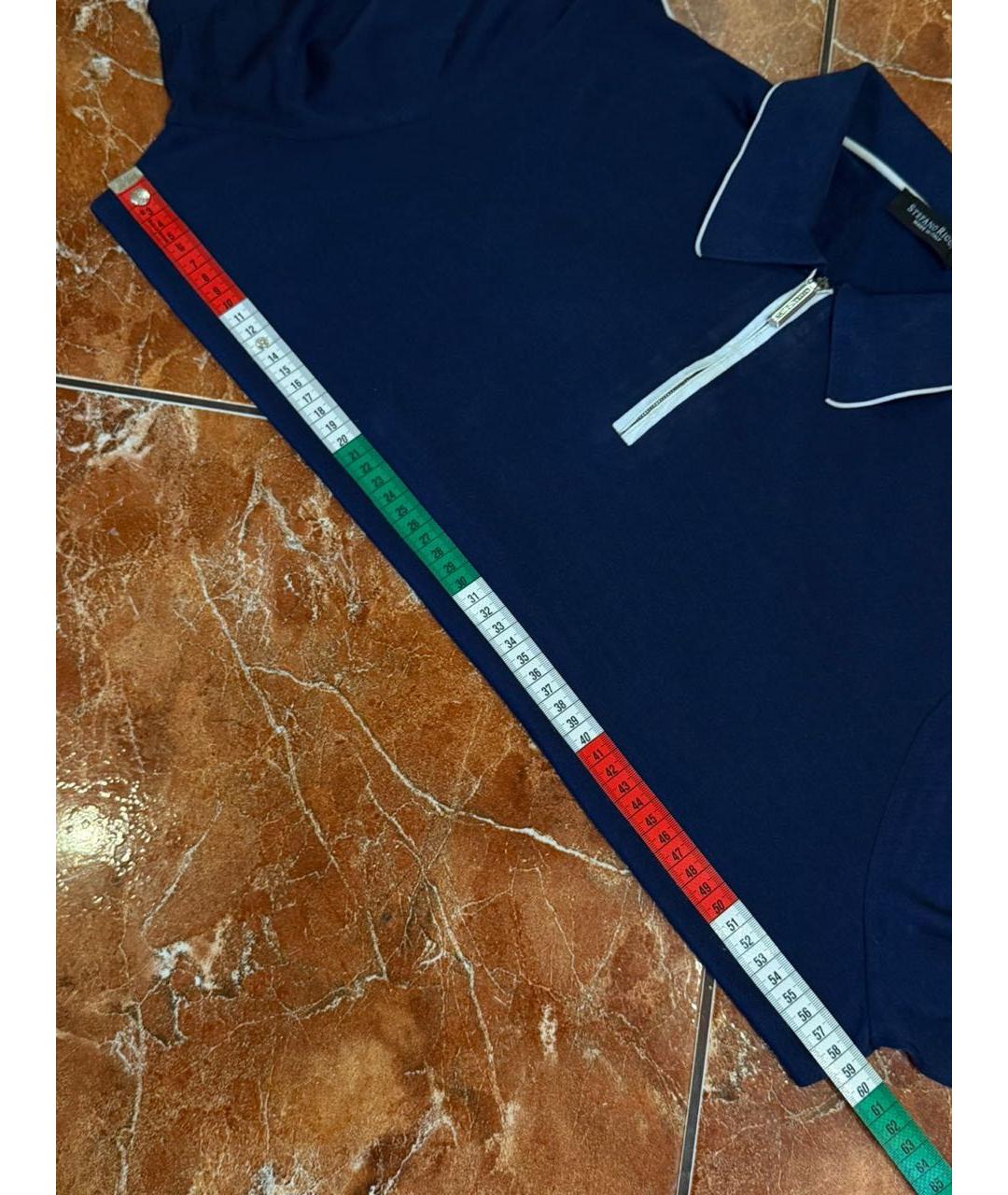 STEFANO RICCI Синее поло с коротким рукавом, фото 4