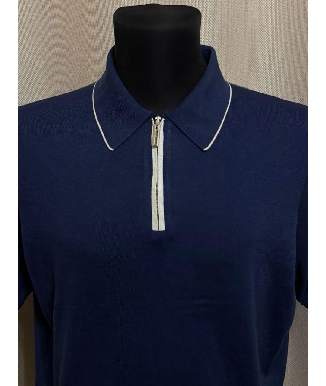 STEFANO RICCI Синее поло с коротким рукавом, фото 2