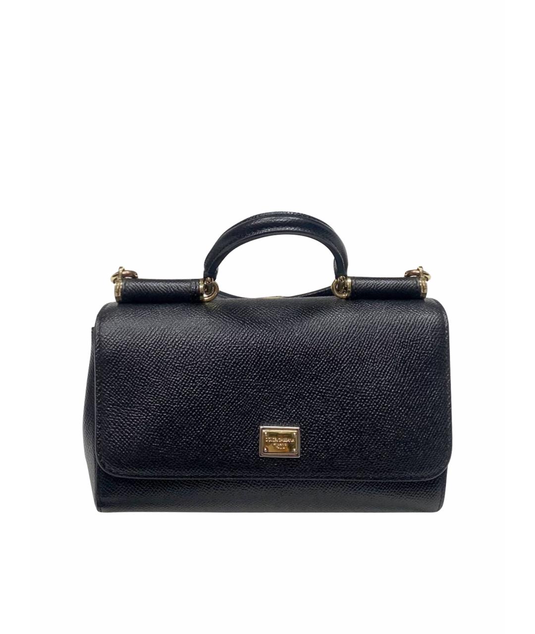 DOLCE&GABBANA Черная кожаная сумка с короткими ручками, фото 1