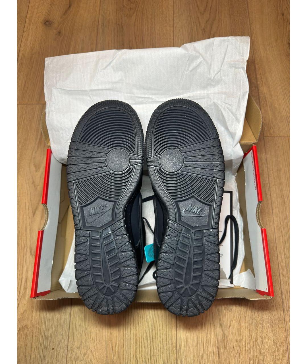 NIKE Черные кожаные низкие кроссовки / кеды, фото 4