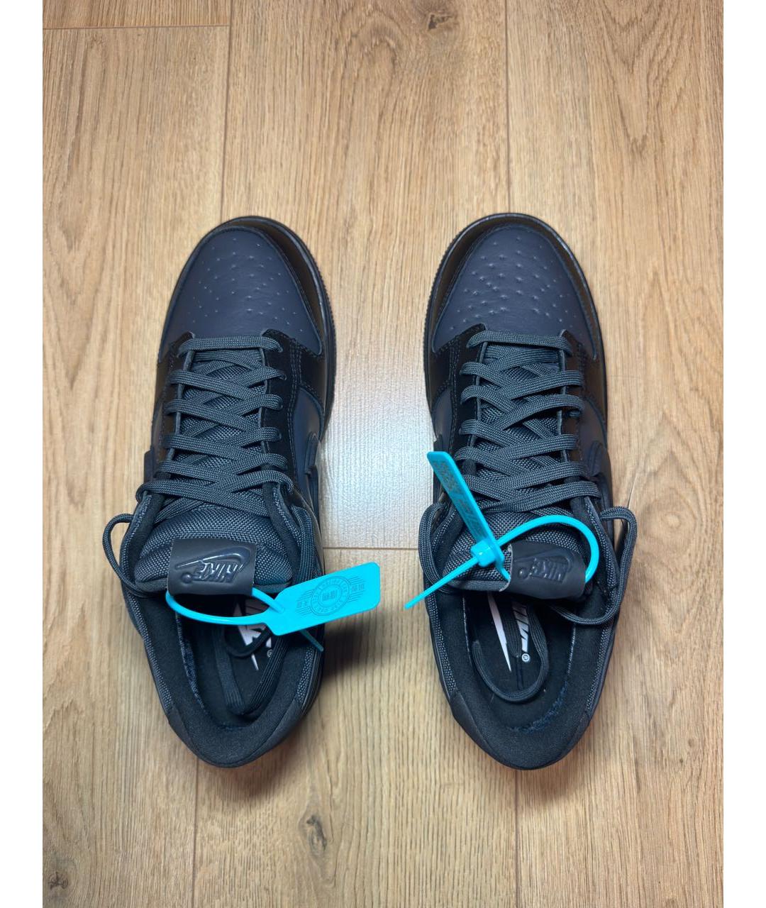 NIKE Черные кожаные низкие кроссовки / кеды, фото 2