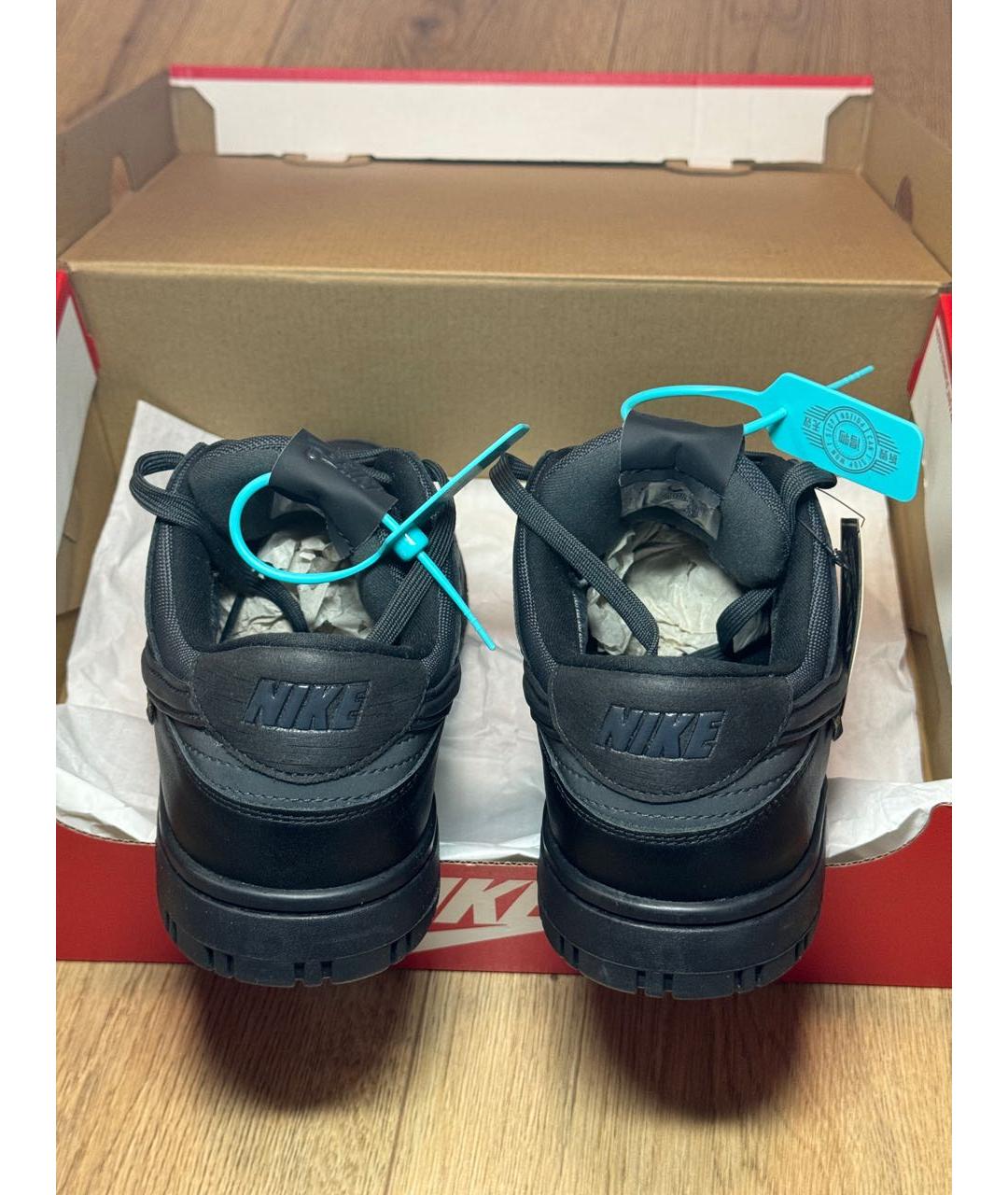 NIKE Черные кожаные низкие кроссовки / кеды, фото 3