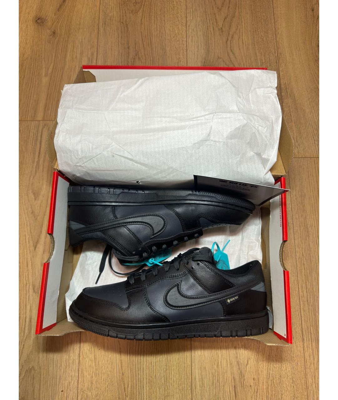 NIKE Черные кожаные низкие кроссовки / кеды, фото 5