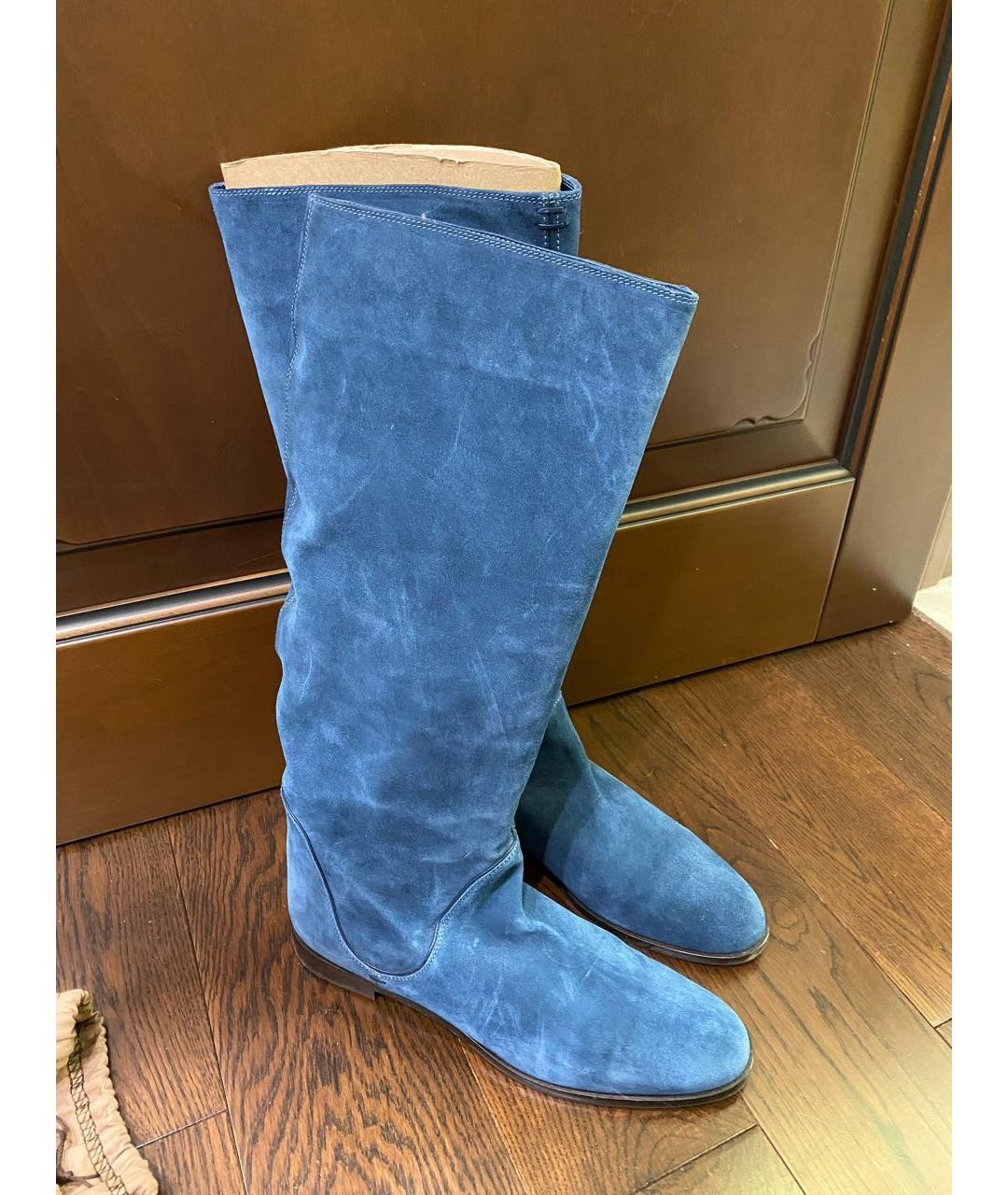 GIANVITO ROSSI Синие замшевые сапоги, фото 3