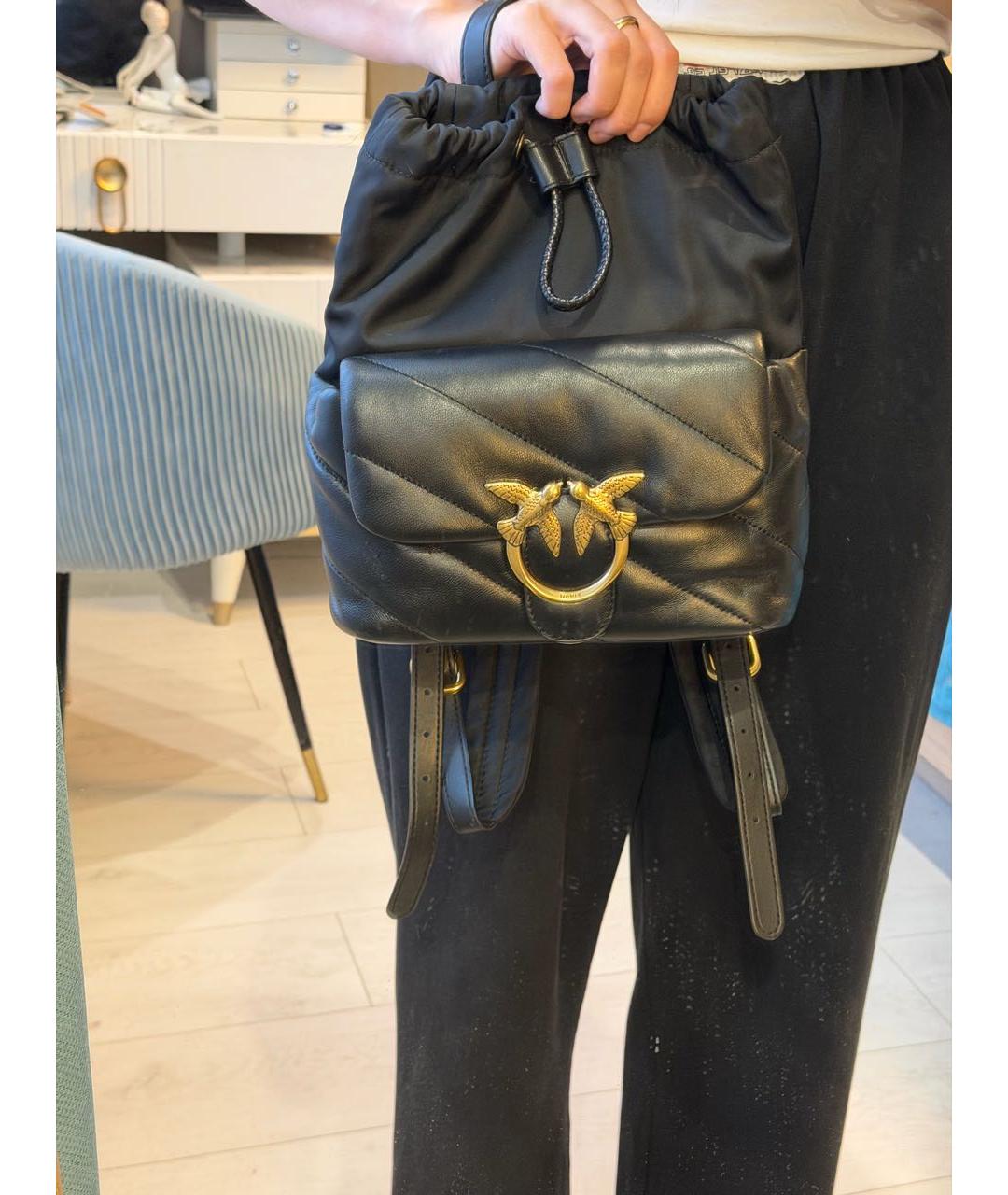 PINKO Черный кожаный рюкзак, фото 6