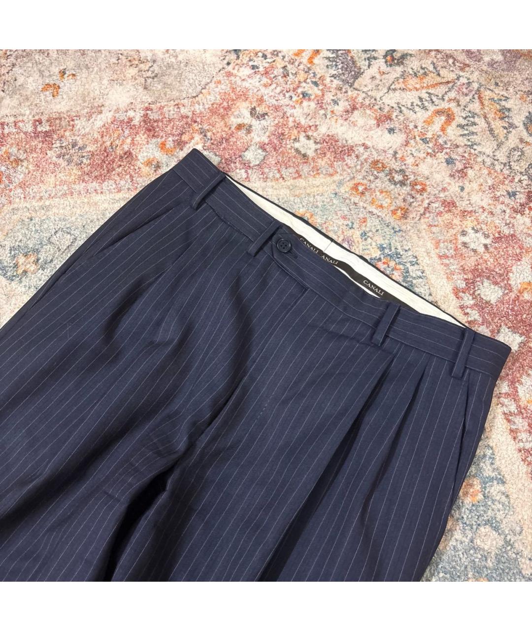 CANALI Темно-синие шерстяные классические брюки, фото 3