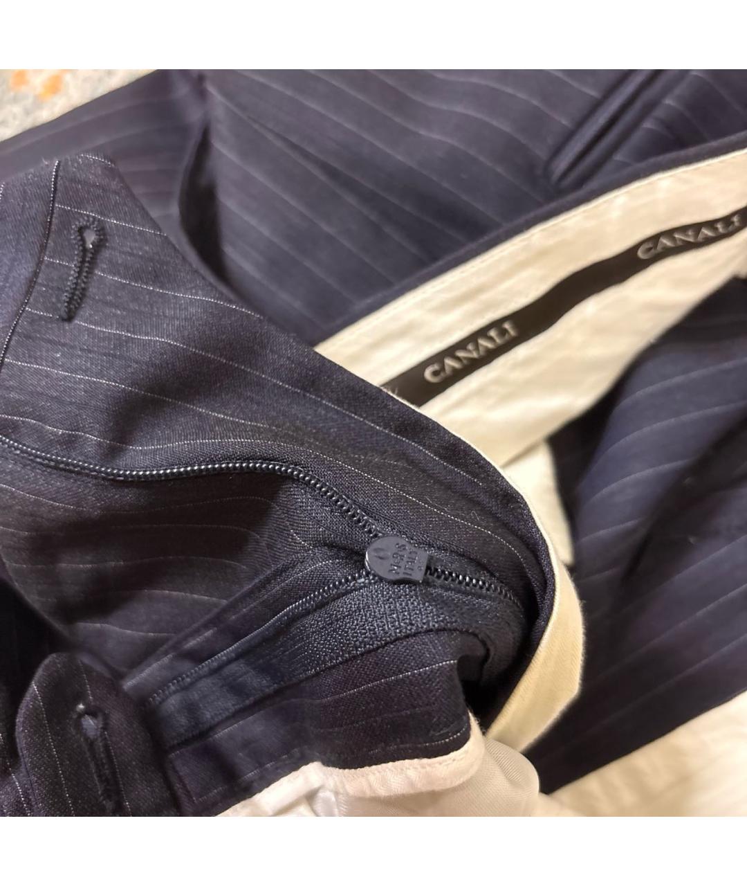 CANALI Темно-синие шерстяные классические брюки, фото 6