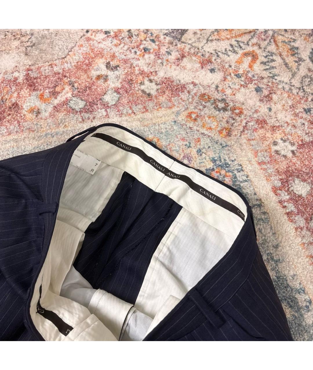 CANALI Темно-синие шерстяные классические брюки, фото 4
