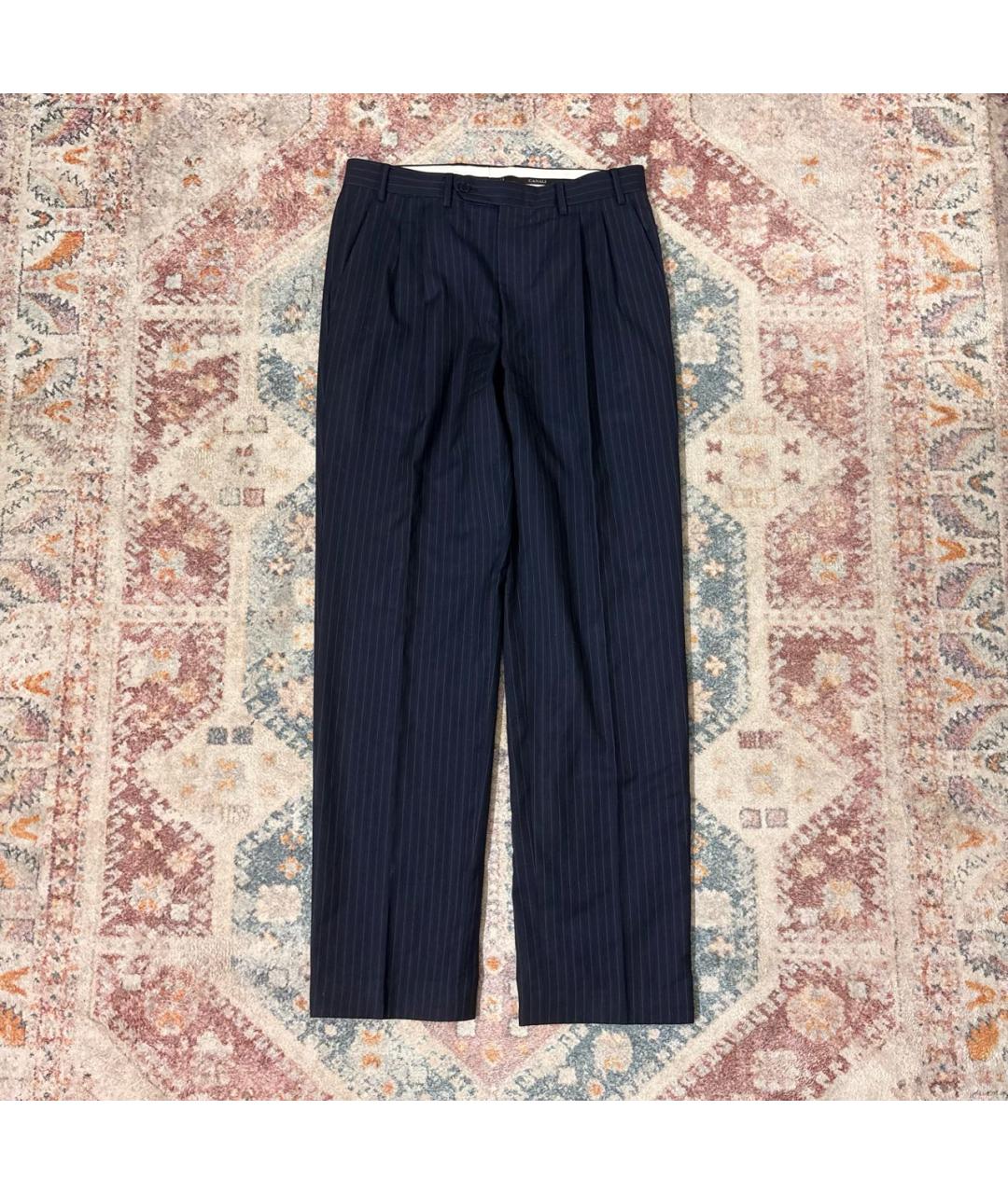 CANALI Темно-синие шерстяные классические брюки, фото 7