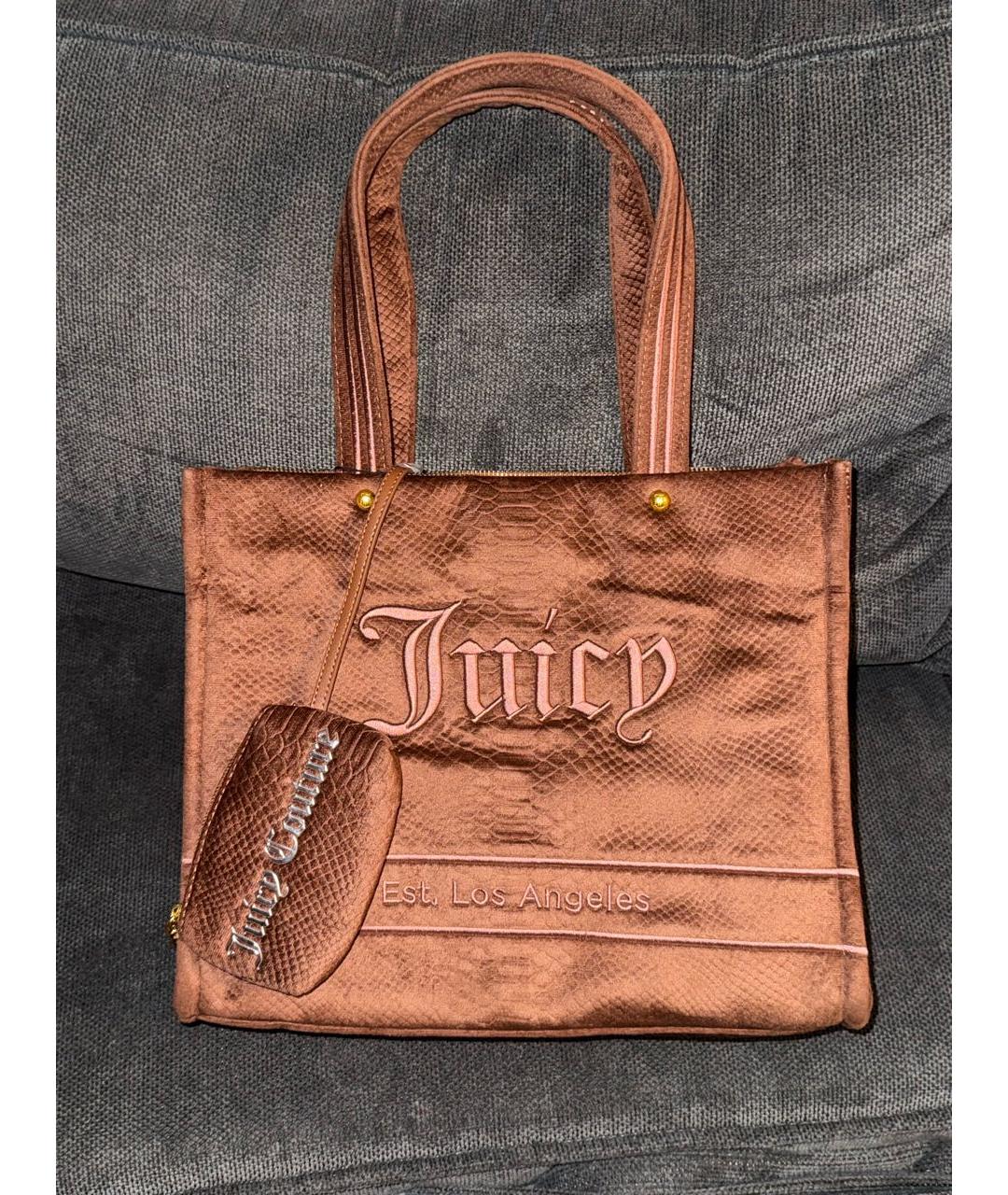 JUICY COUTURE Коричневая тканевая сумка тоут, фото 6
