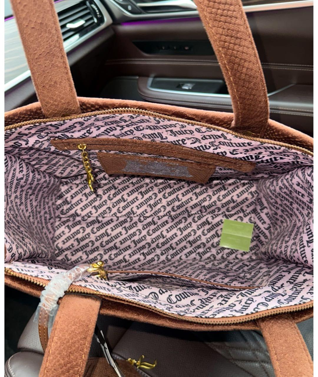JUICY COUTURE Коричневая тканевая сумка тоут, фото 5