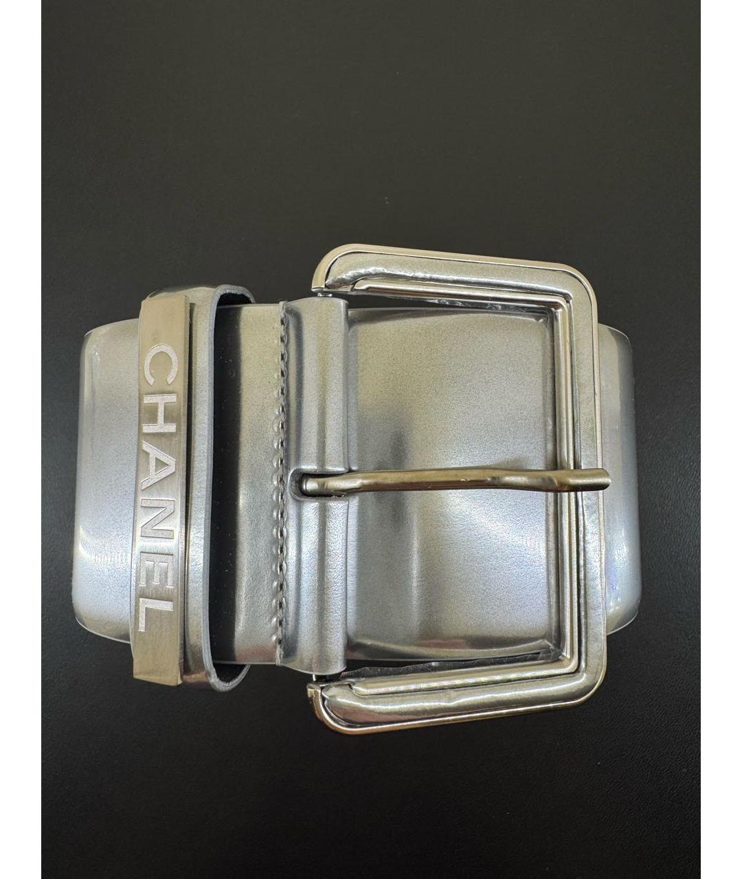 CHANEL Серебрянный кожаный ремень, фото 5