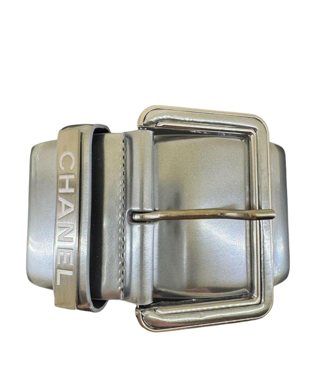 CHANEL Серебрянный кожаный ремень, фото 1