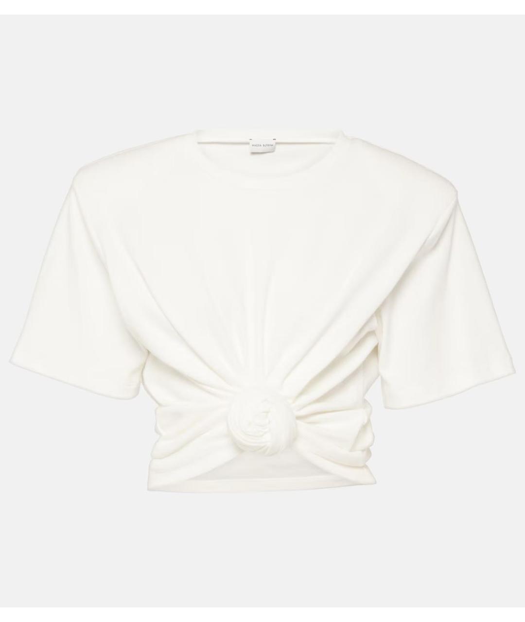 MAGDA BUTRYM Белая хлопко-эластановая футболка, фото 7