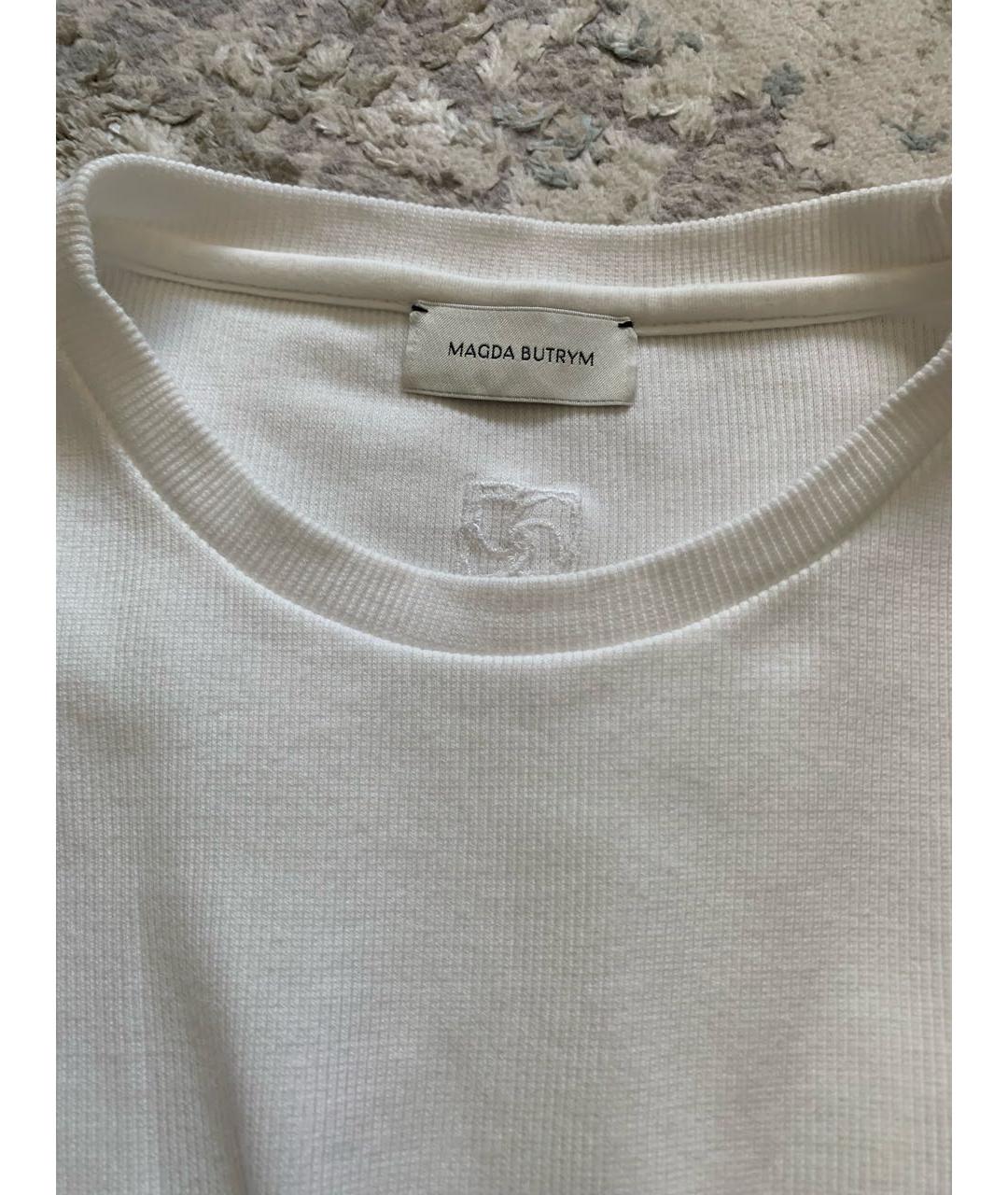 MAGDA BUTRYM Белая хлопко-эластановая футболка, фото 4