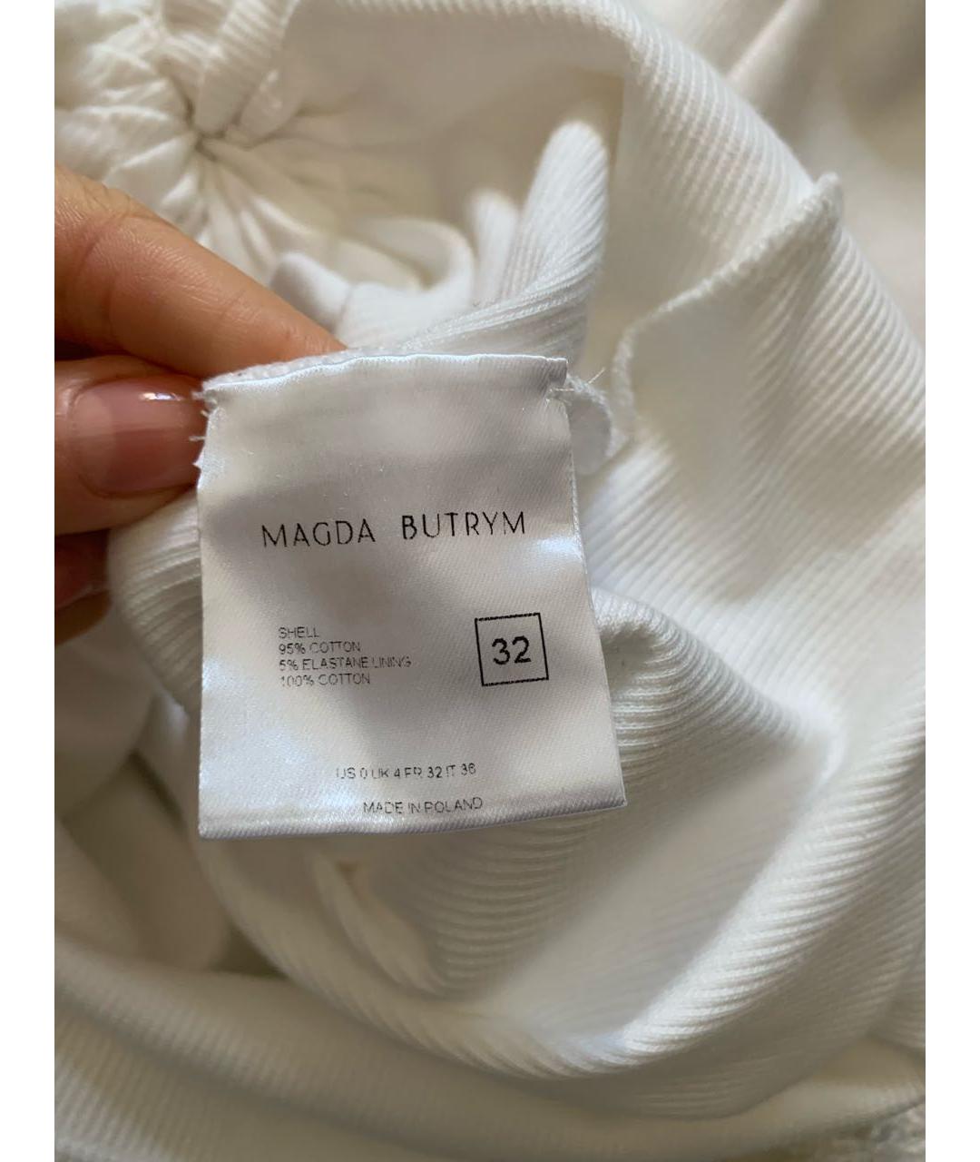 MAGDA BUTRYM Белая хлопко-эластановая футболка, фото 5