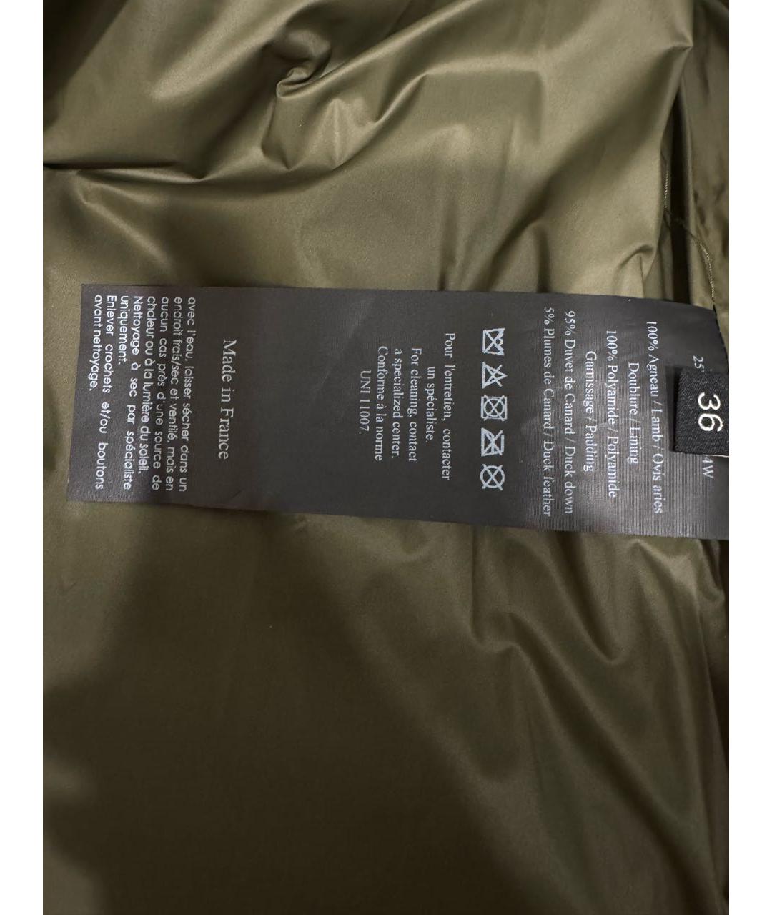 YVES SALOMON Хаки кожаный пуховик, фото 4