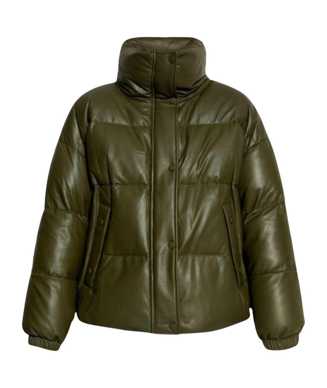 YVES SALOMON Хаки кожаный пуховик, фото 1