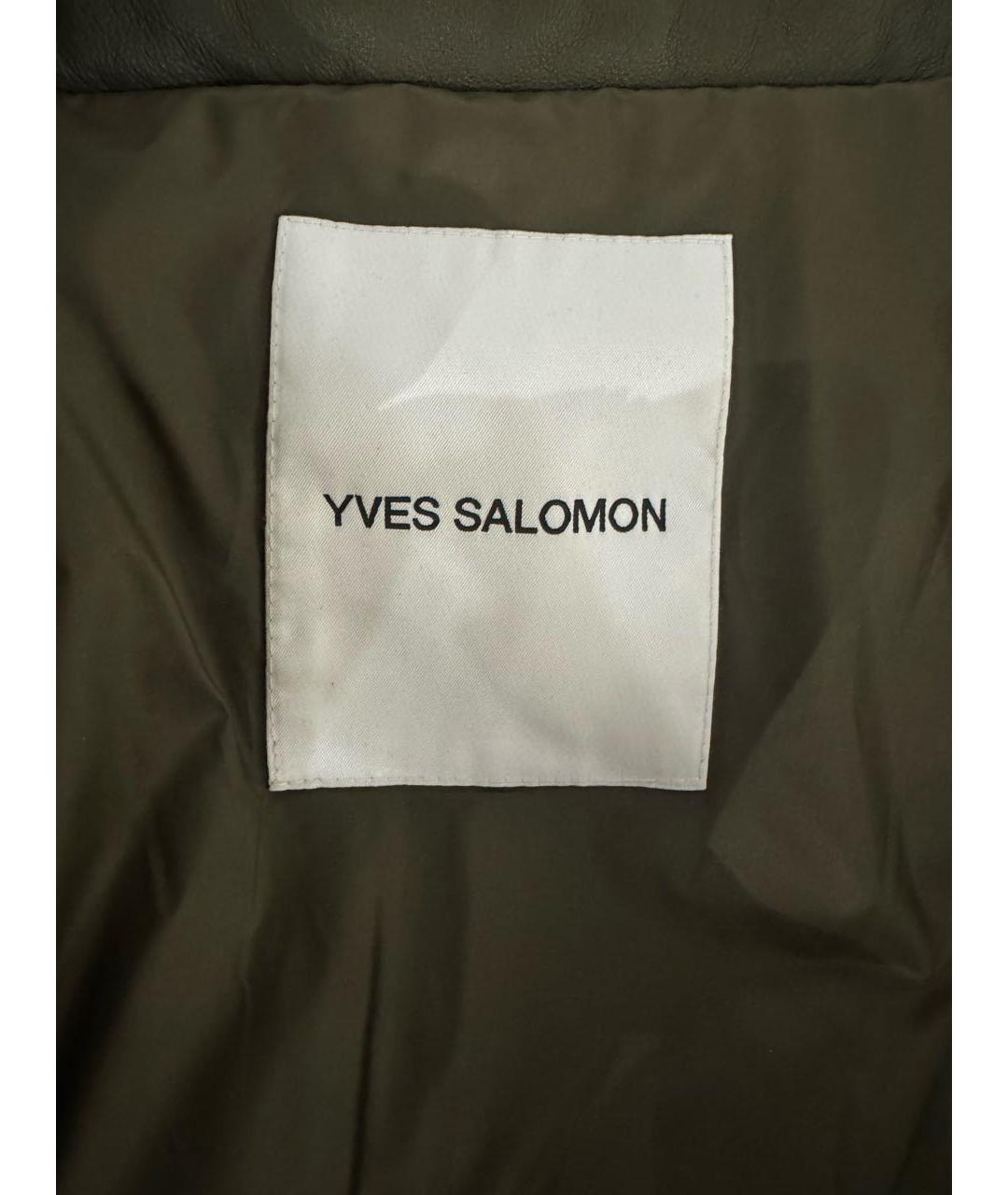YVES SALOMON Хаки кожаный пуховик, фото 3