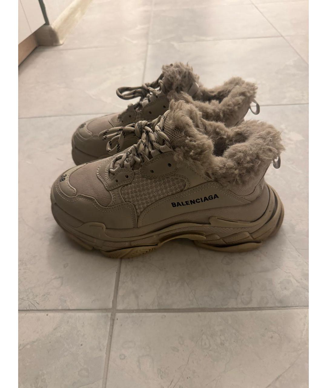 BALENCIAGA Бежевые текстильные кроссовки, фото 5