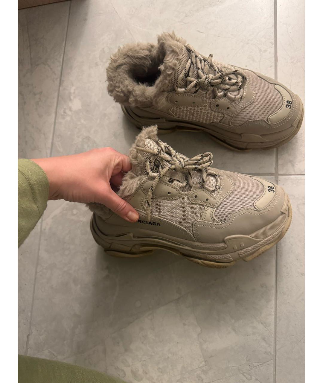 BALENCIAGA Бежевые текстильные кроссовки, фото 7