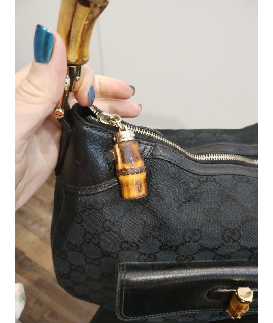 GUCCI Черная кожаная сумка с короткими ручками, фото 3