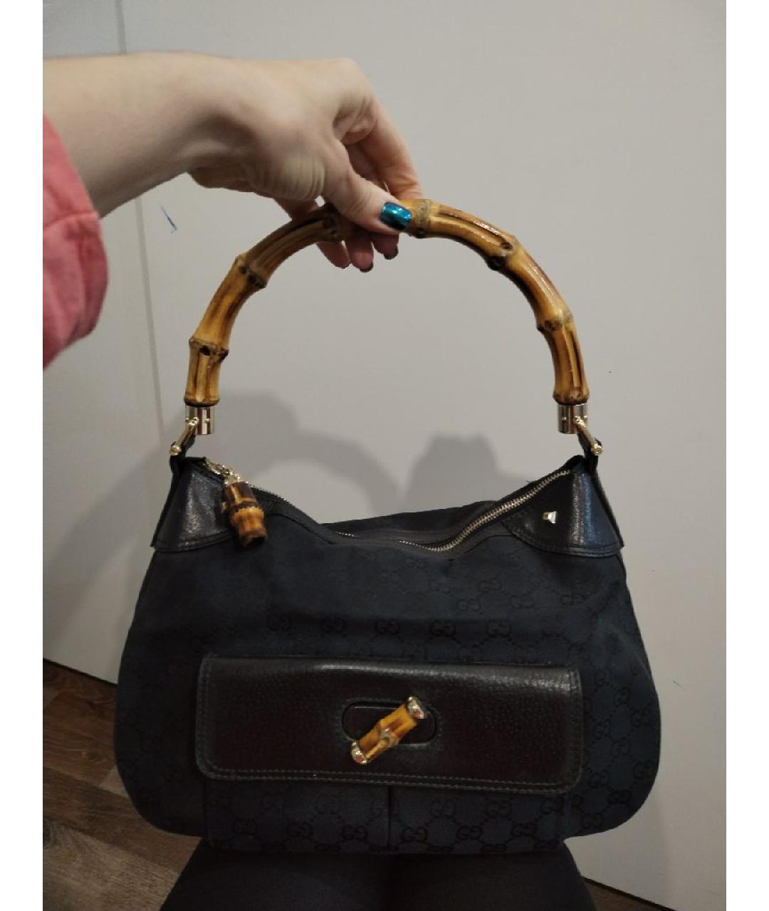 GUCCI Черная кожаная сумка с короткими ручками, фото 9