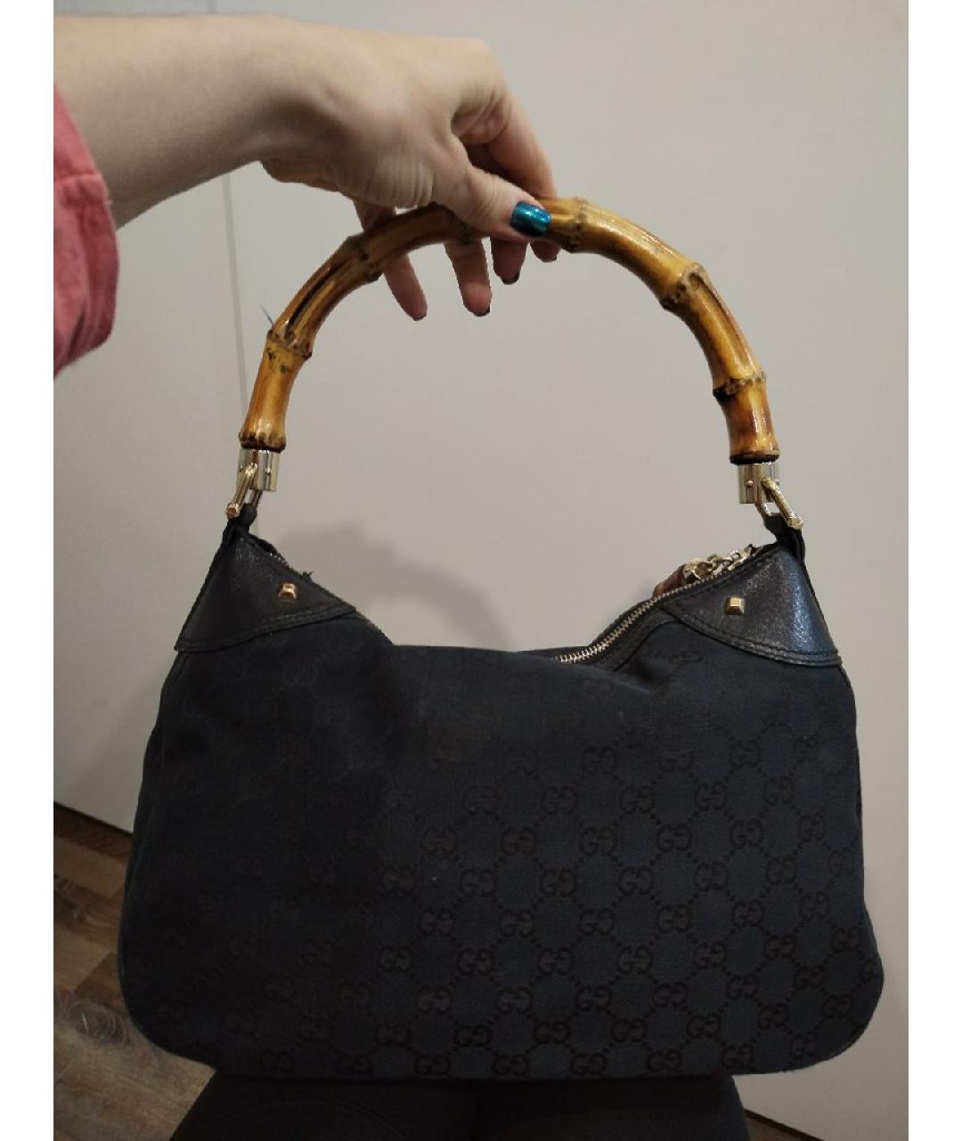 GUCCI Черная кожаная сумка с короткими ручками, фото 2