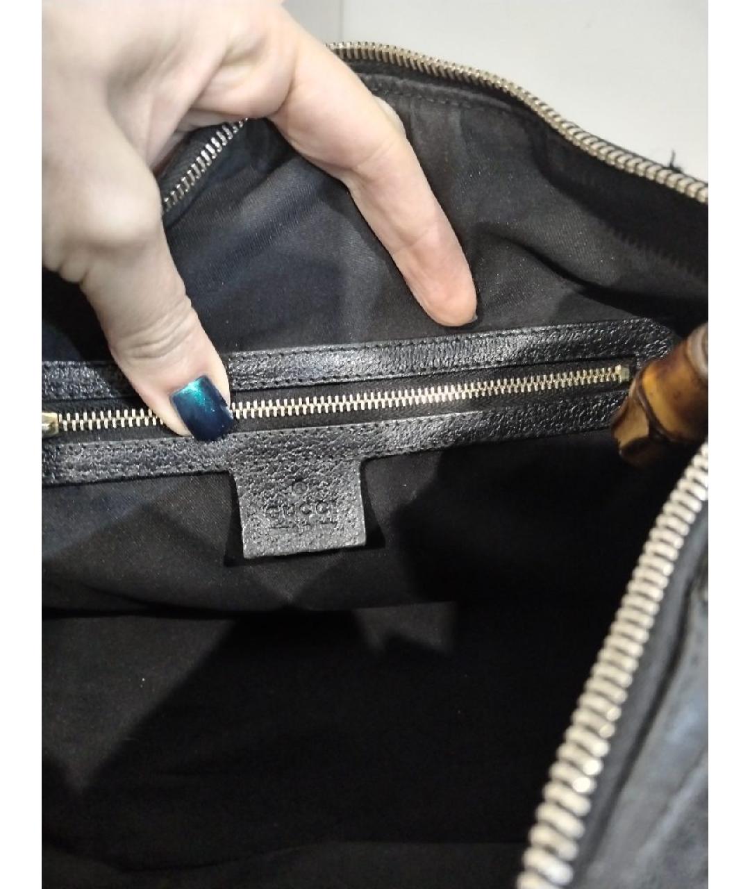 GUCCI Черная кожаная сумка с короткими ручками, фото 6