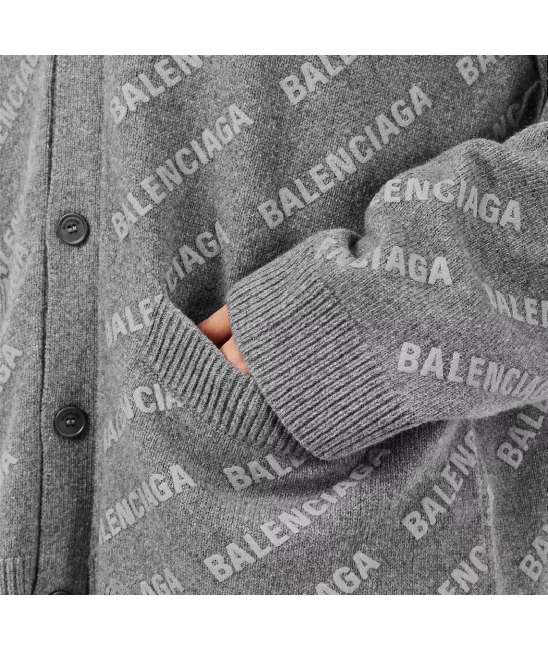 BALENCIAGA Серый кашемировый кардиган, фото 4