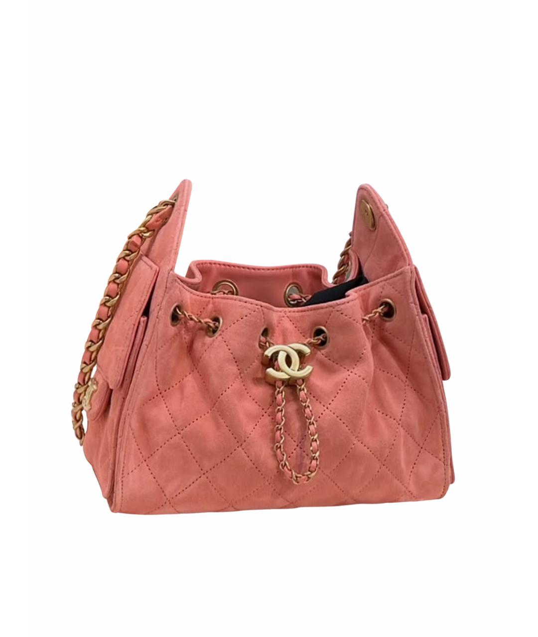 CHANEL Коралловая замшевая сумка с короткими ручками, фото 1
