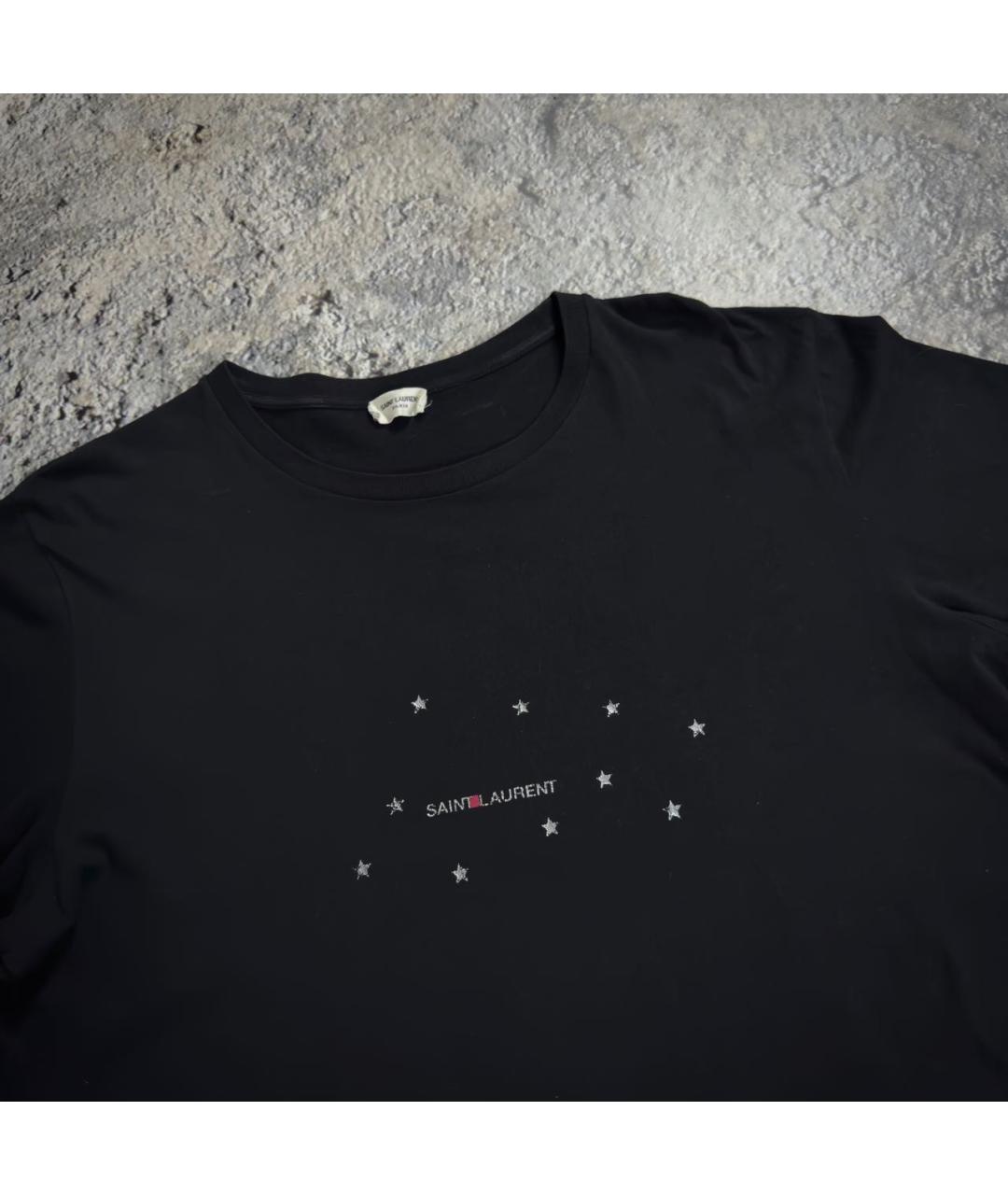 SAINT LAURENT Черная хлопковая футболка, фото 4