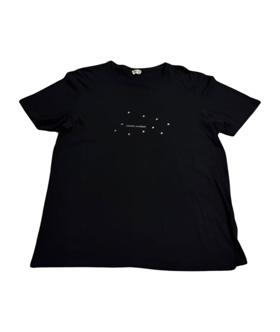 SAINT LAURENT Черная хлопковая футболка, фото 1