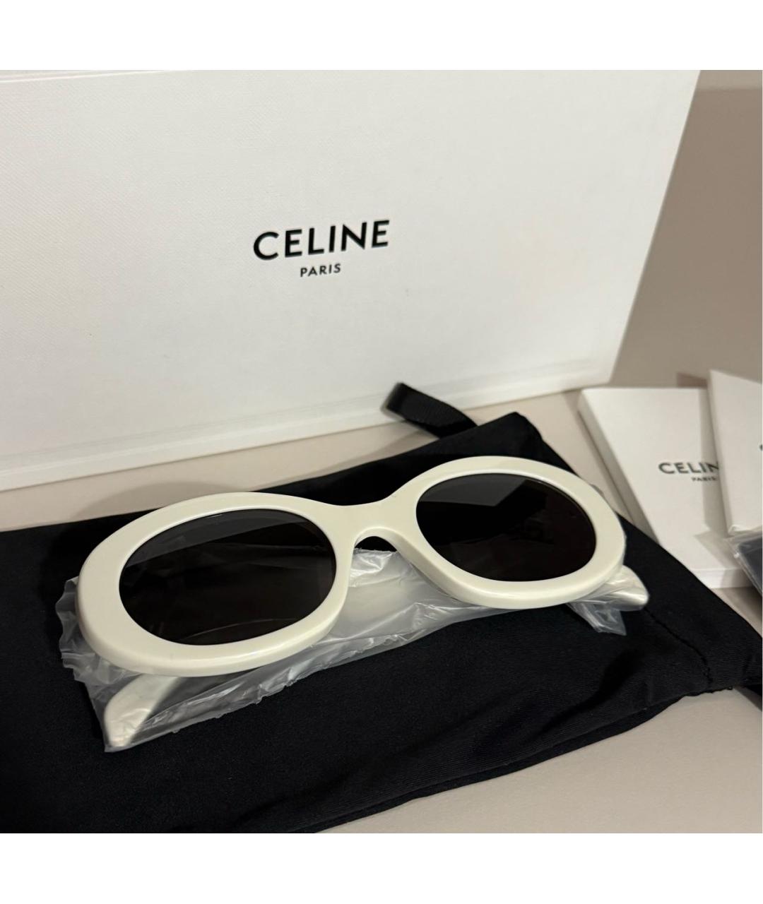 CELINE Белые пластиковые солнцезащитные очки, фото 3