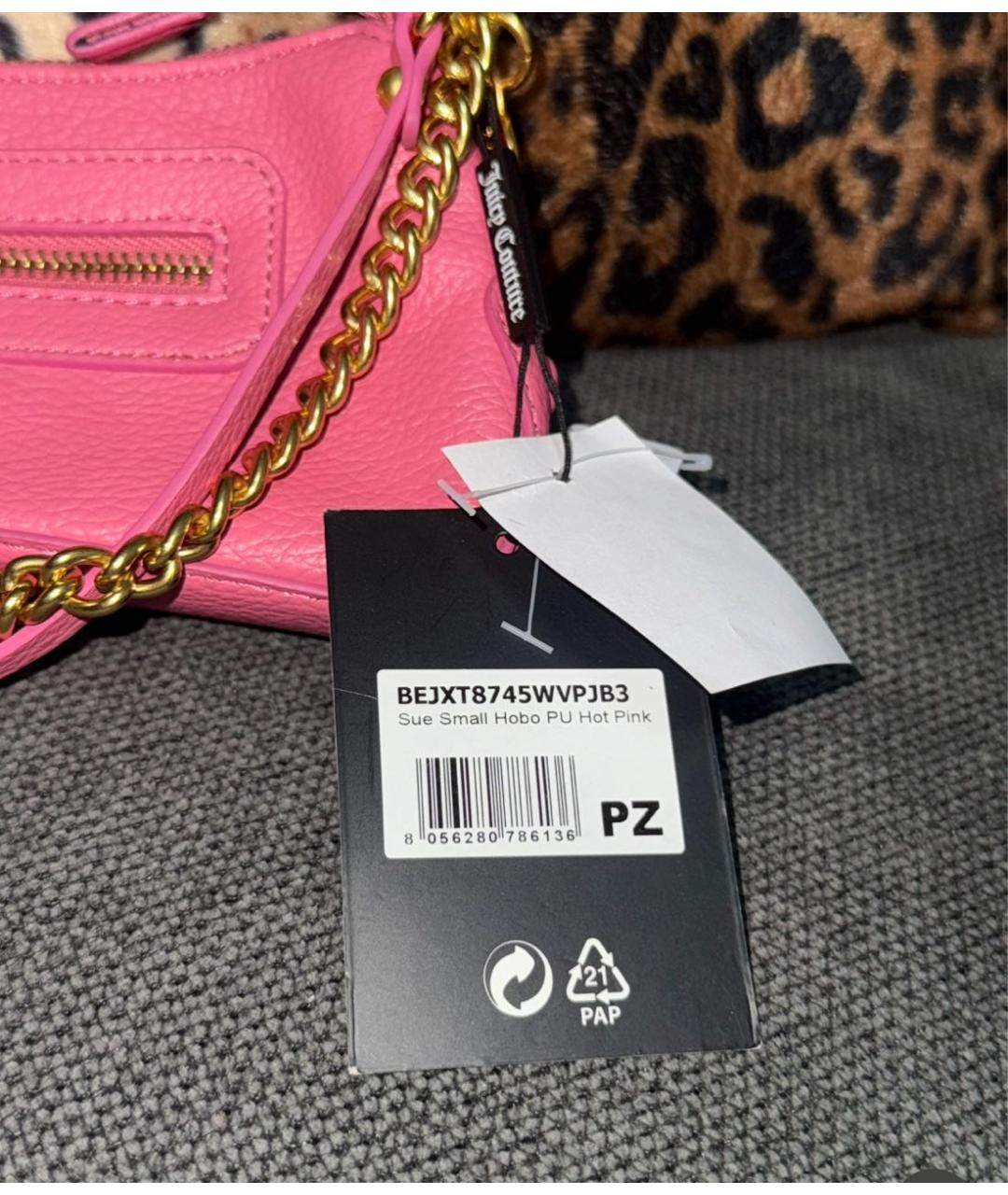 JUICY COUTURE Розовая сумка с короткими ручками из искусственной кожи, фото 3