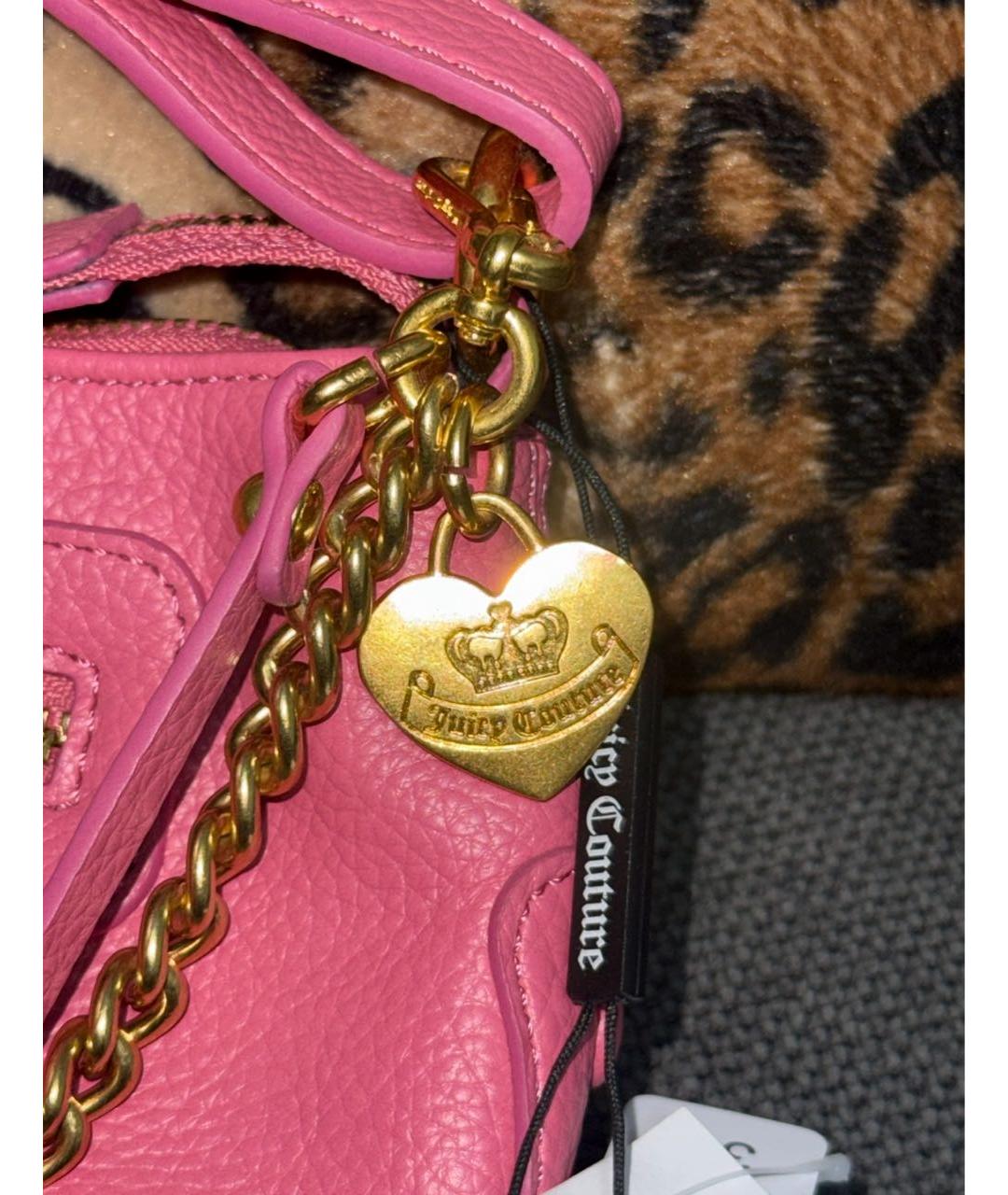 JUICY COUTURE Розовая сумка с короткими ручками из искусственной кожи, фото 4