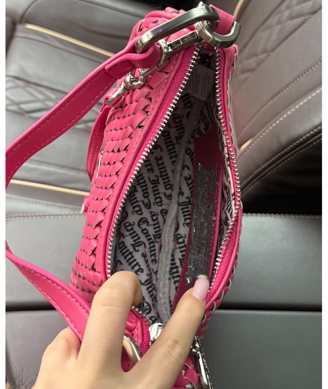 JUICY COUTURE Розовая сумка с короткими ручками из искусственной кожи, фото 4