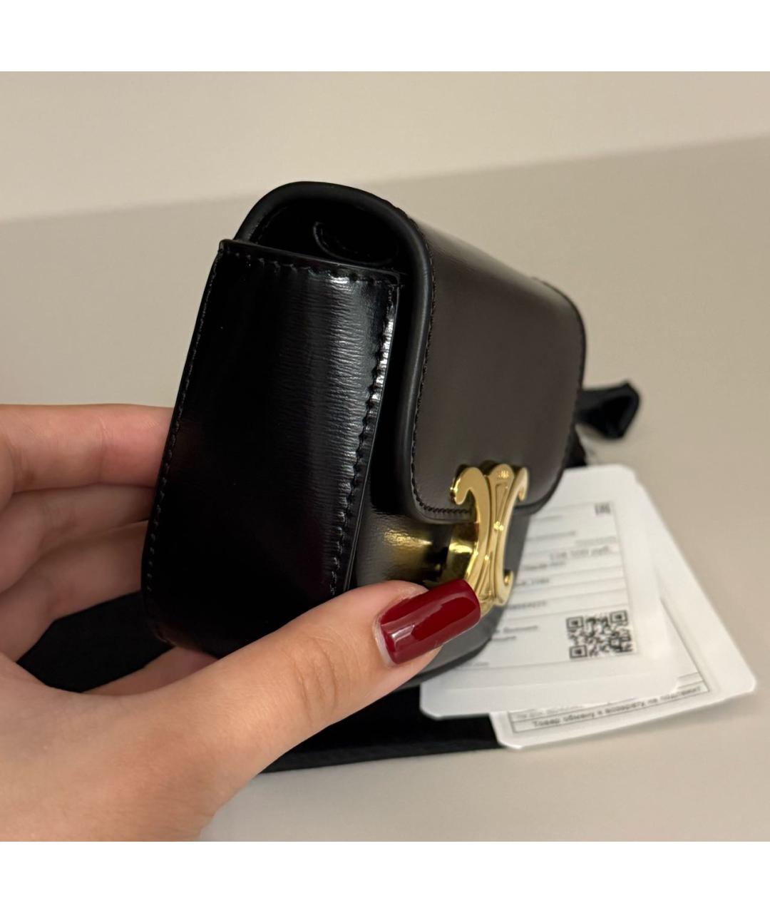 CELINE Черная кожаная сумка через плечо, фото 5