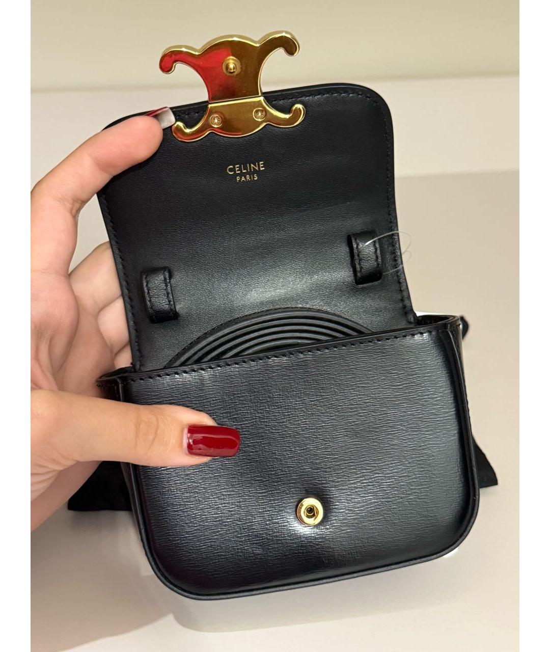 CELINE Черная кожаная сумка через плечо, фото 7