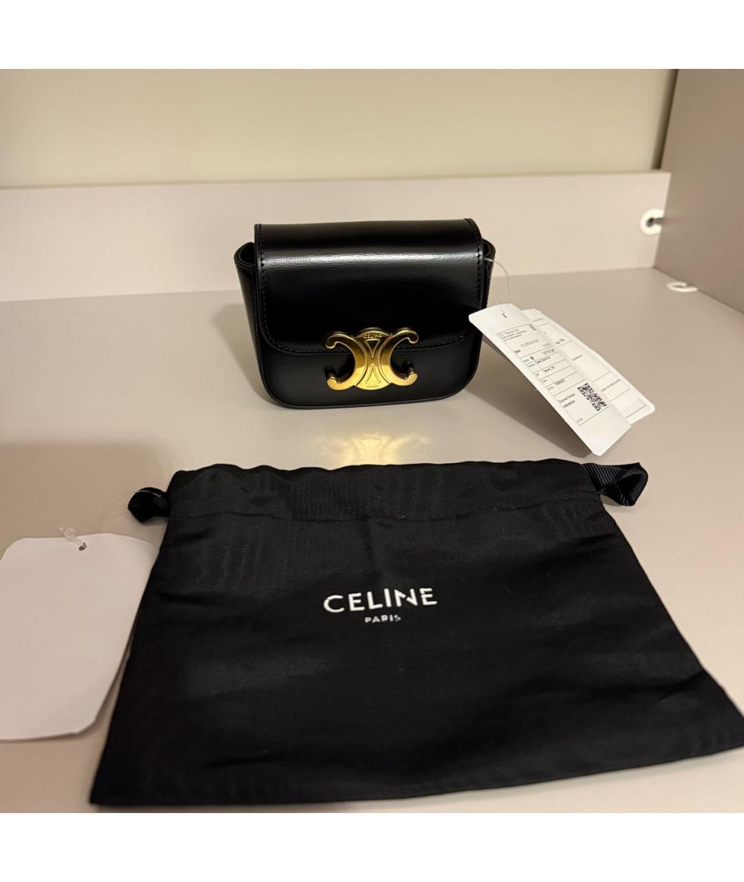 CELINE Черная кожаная сумка через плечо, фото 2
