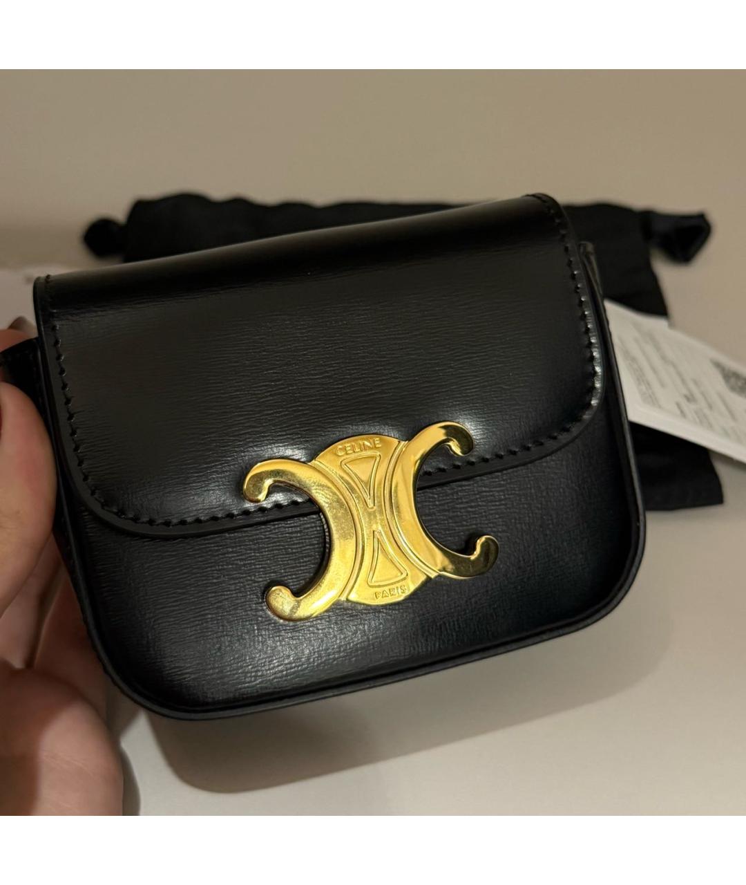 CELINE Черная кожаная сумка через плечо, фото 3