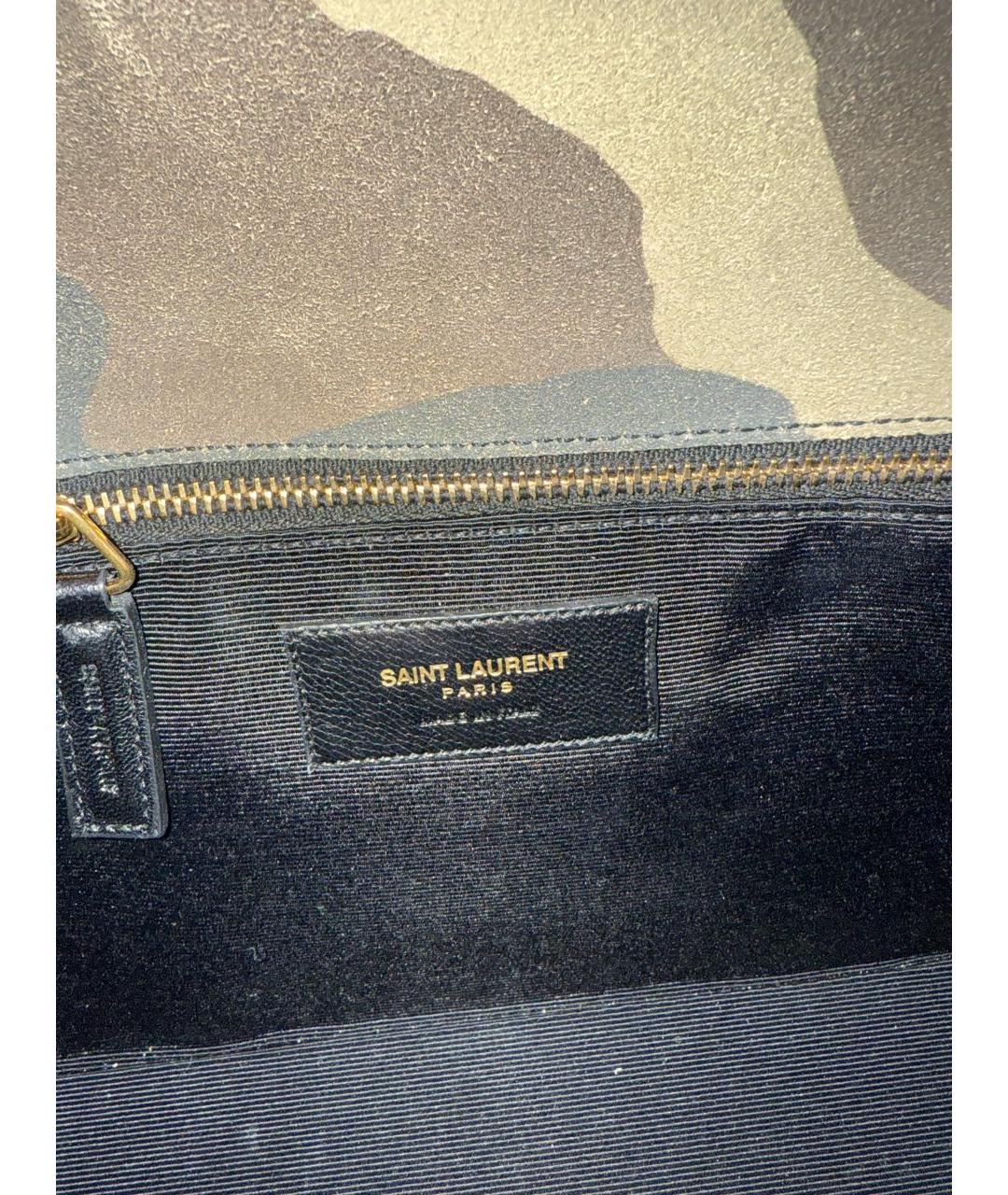 SAINT LAURENT Хаки замшевая сумка через плечо, фото 5