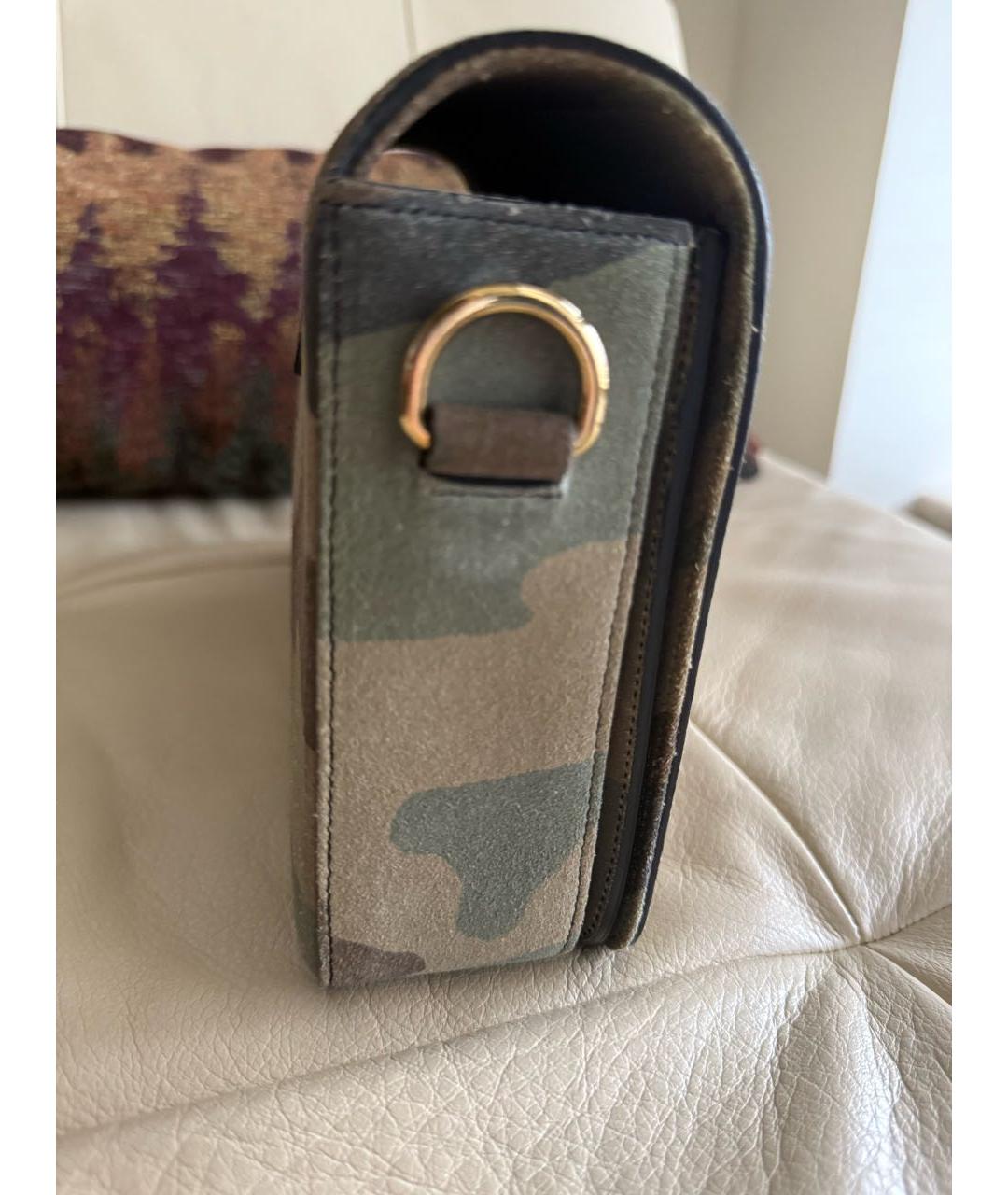 SAINT LAURENT Хаки замшевая сумка через плечо, фото 3