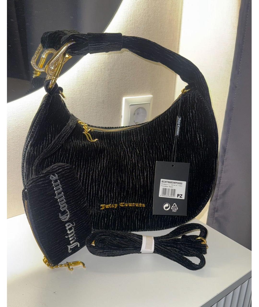 JUICY COUTURE Черная тканевая сумка с короткими ручками, фото 2