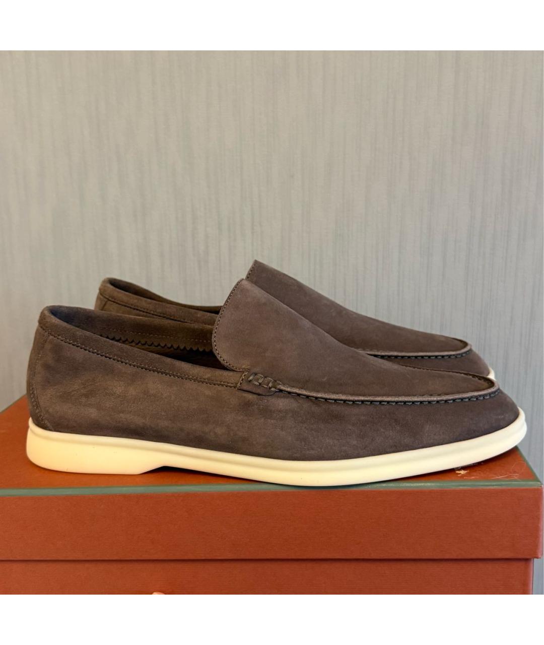 LORO PIANA Коричневые замшевые лоферы, фото 8