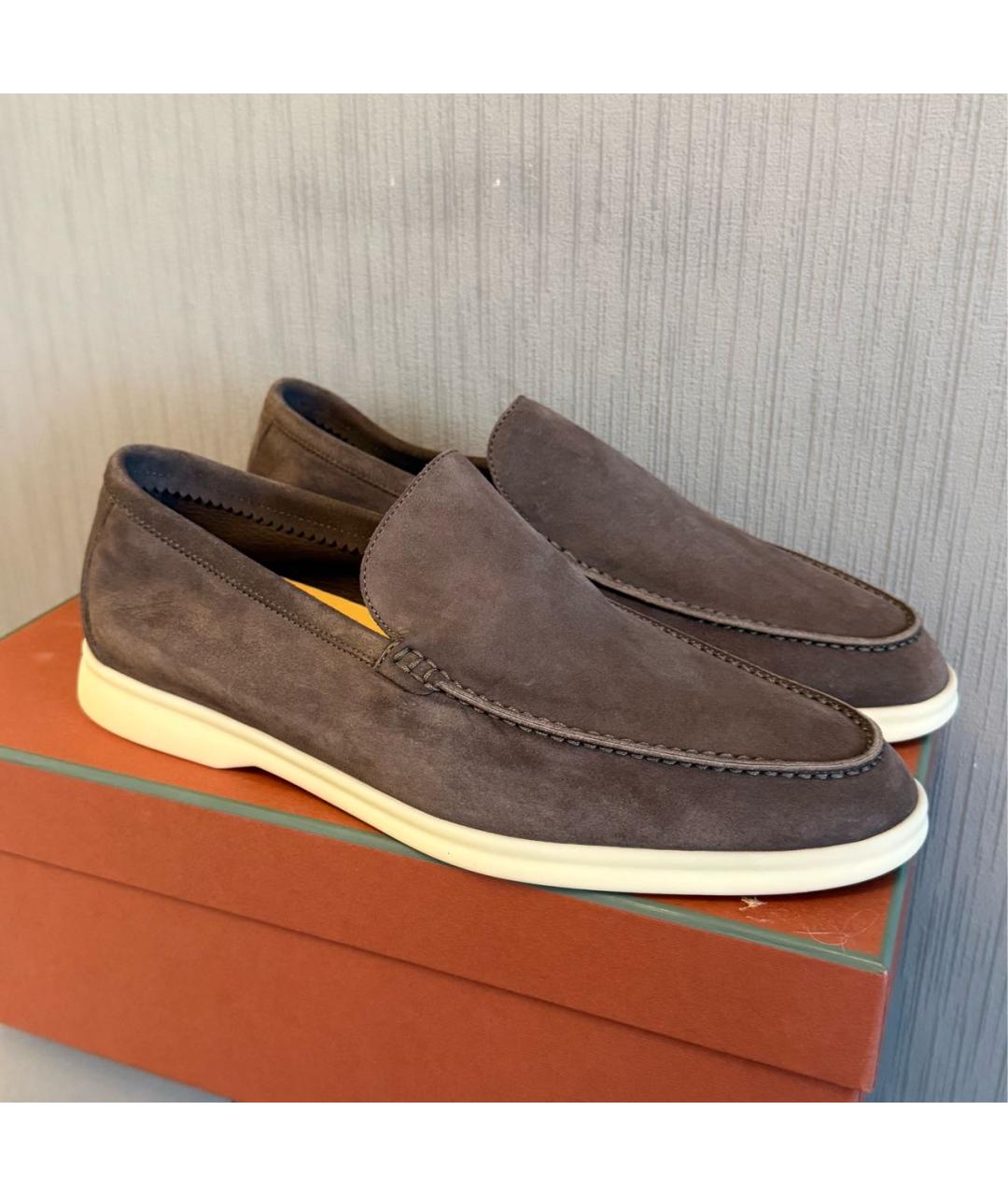 LORO PIANA Коричневые замшевые лоферы, фото 4